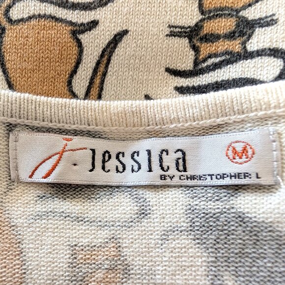 Jessica By Christopher L Womens Size M Allover Kitty Cat Beaded Print Vest Top - Picture 8 of 10